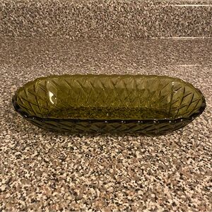 Vintage Green Indiana Glass Celery Boat